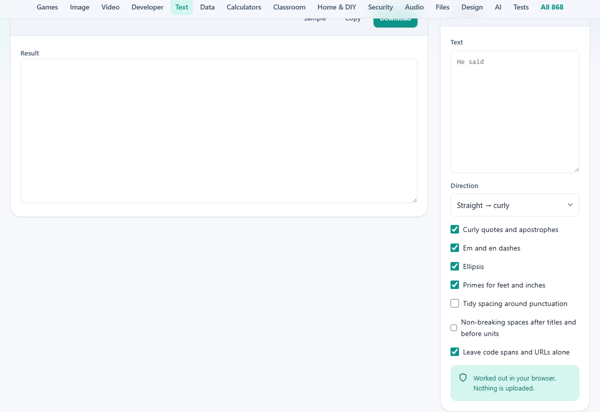 Screenshot: Three dashes, not one