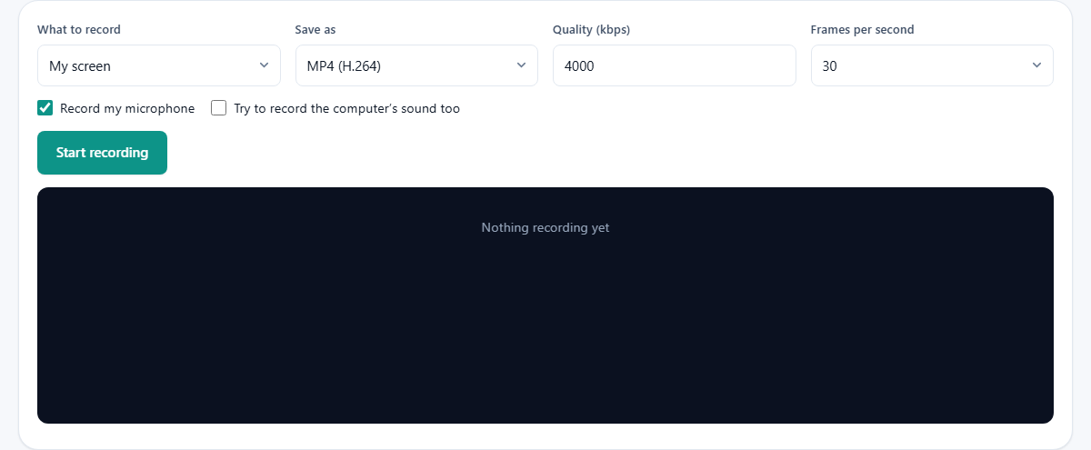 Screenshot: Recording your screen or camera